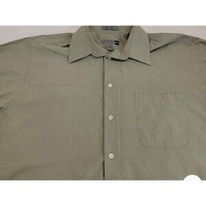 Savile Row Men's Half Sleeve Button Front Shirt Sz 18 Green Office Preppy Casua